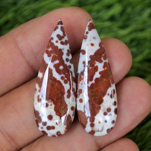 Paire de boucles d'oreilles en jaspe de la rivière Java