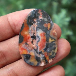 Java Klawing Jasper Cabochon: Orange Agate Gemstone (44mm)