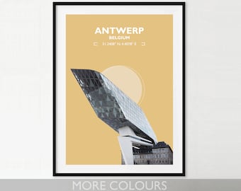 Zaha Hadid | Belgium | Antwerp Port House | Modern Architectural Collage | Famous Architect | Fine Art Prints | Digital Download | Wall Art