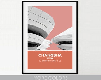 Zaha Hadid | China | Changsha Meixihu Cultural Art Centre | Modern Architectural Collage | Famous Architect | Art Prints | Digital Download