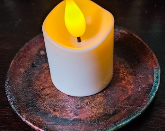 Ceramic Raku Fired Trinket Tray, Copper Colored