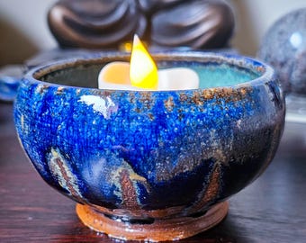 Blue and Green Small Stoneware Bowl