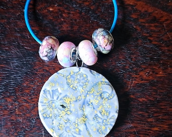 Ceramic "RESIST" Bag Charm - Blue Glaze Raised Fist Keychain Zipper Pull