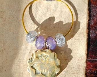 Ceramic F#ck ICE Gold and Tan Iris Bag Charm Keychain Zipper Pull