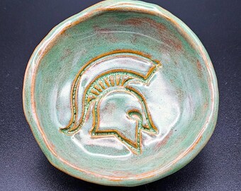 Handmade Spartan Ring Dish | Mint Green Ceramic Trinket Tray | Change Tray