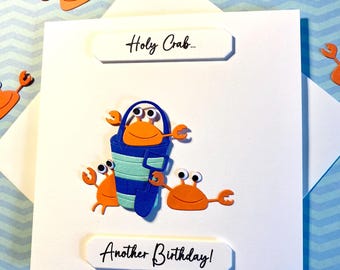 Crab Birthday Card: Fun 3D Seaside Theme