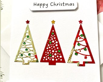 Christmas Tree Card, Muliti Pack of 6 Designs and Colours