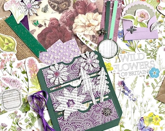 Vintage Wildflowers Junk Journal Kit: 140-Piece Ephemera Set, Scrapbooking