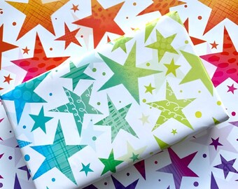 Colorful Stars Wrapping Paper: 2 Sheets, Multi Colour/Occasion