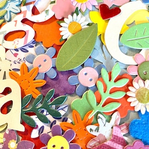 Die Cut Flowers and Assorted Shape Embellishments: Scrapbooking, Card Making, Ephemera (200+ Pieces)