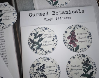 Cursed Botanicals stickers - poisonous plants, matte premium vinyl stickers, journal, scrapbook