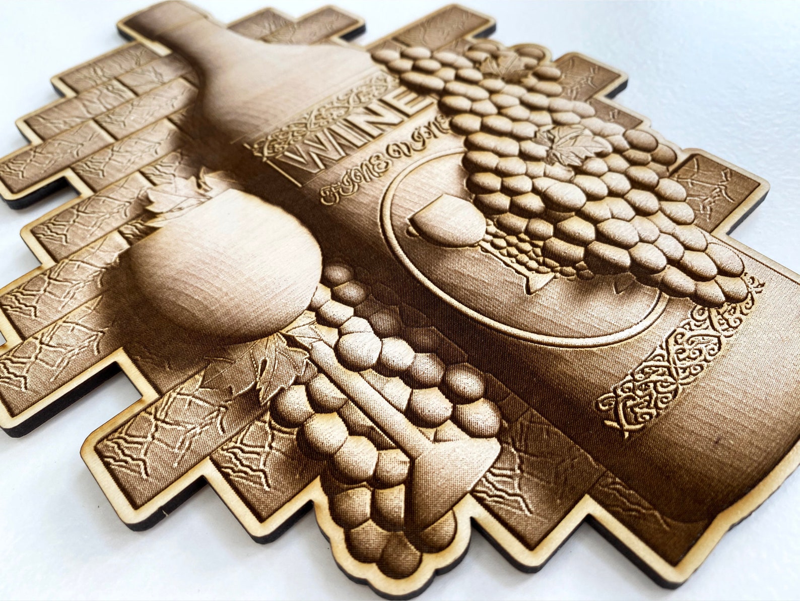 Laser Engraved 3D Look Wine Bottle Sign Laser Engraved Wall Etsy