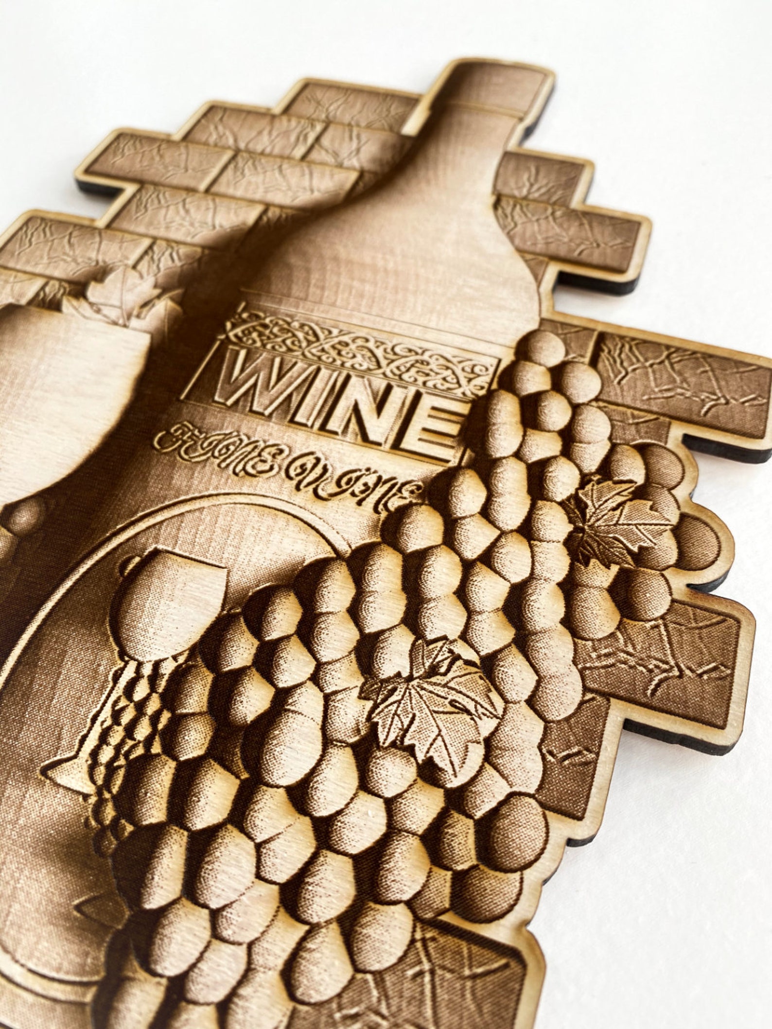 Laser Engraved 3D Look Wine Bottle Sign Laser Engraved Wall Etsy