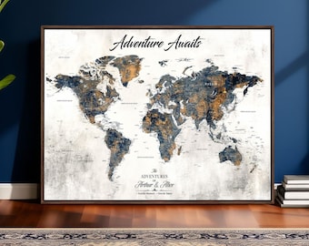 Arte mural personalizado con mapa del mundo antiguo, impresión en lienzo de mapa de viaje de explorador personalizado, decoración de mapas de estilo vintage clásico