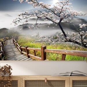 Sakura Blossom Art, Japanese Wall Print, Cherry Blossom Decor, Sakura Print, Spring Wall Art, Japanese Art, Landscape Wall Decor, Home Gift