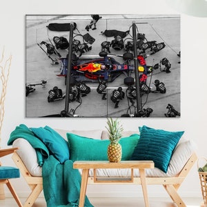 Formula 1 Canvas Wall Art Man cave decor Car racing print Formula 1 poster Racing wall art