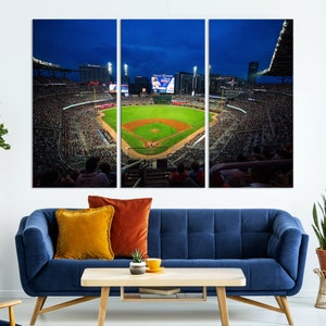 Atlanta Truist Park Braves Baseball Stadium Play Game Wall Art Set Print for Sports Room Wall Art Decor Framed Wall Art Ready to Hang