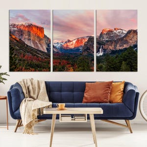 Yosemite National Park, Half Dome Berg Wand Kunst Leinwand Druck, Sonnenuntergang Wald Landschaft Wand Kunst Leinwand Druck, Yosemite Valley Dekor Druck