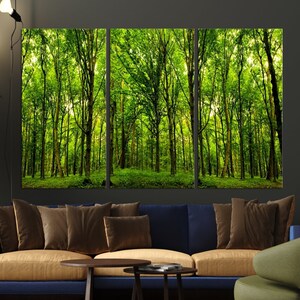 Green Forest Print Tree Wall Art Sunlight Forest Canvas Green Tree ...