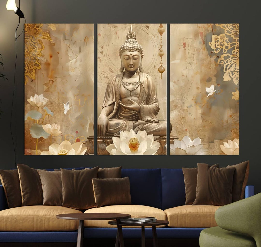Buddha Canvas Wall Art Print - Meditation Zen Home Decor Ready to Hang ...