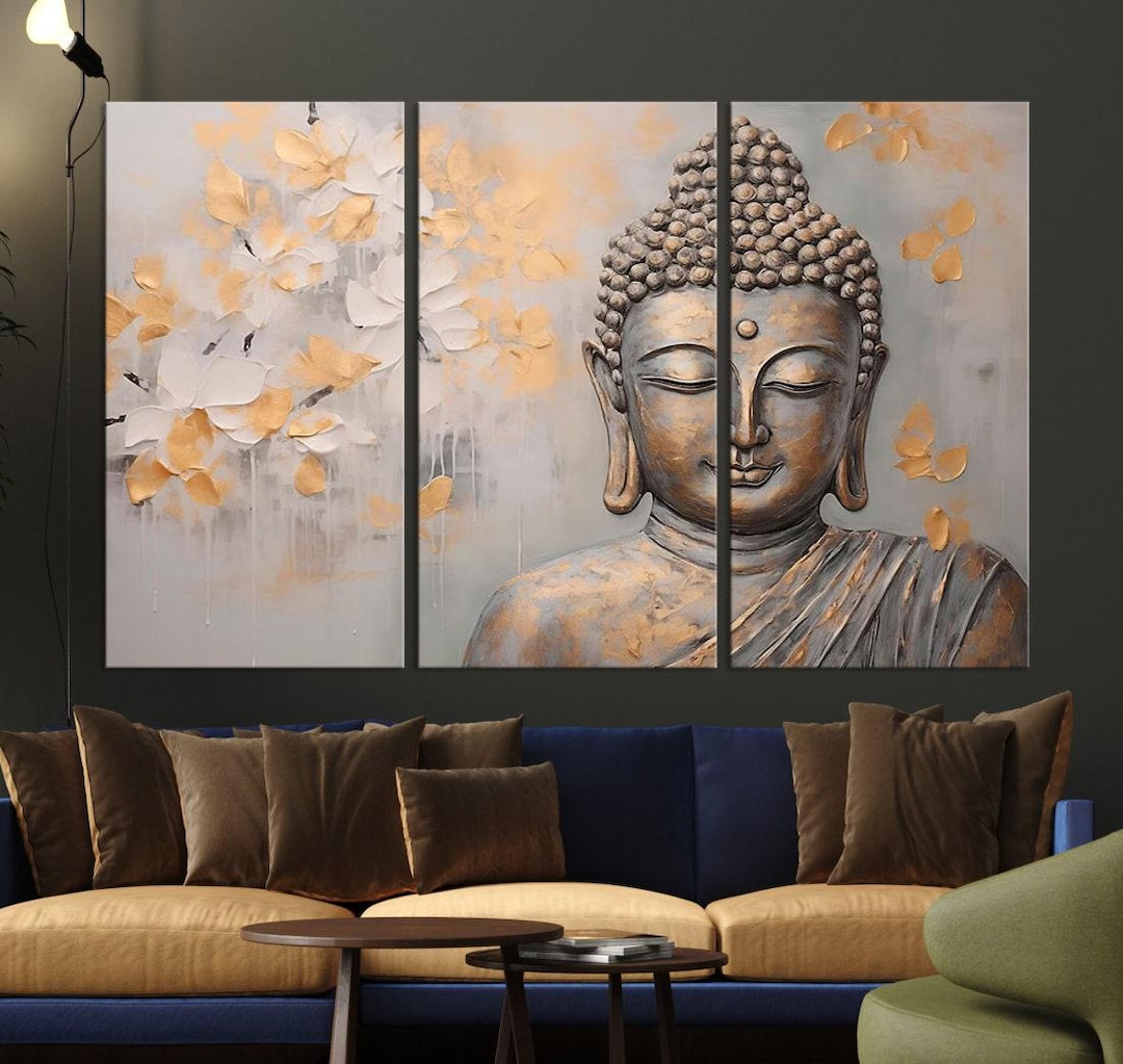 Golden Buddha Canvas Wall Art, Buddha Poster, Meditation Wall Art ...