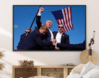 Donald Trump Assassination Attempt Wall Art Canvas Print, Trump Historic Footage, Trump Poster Print, President Trump Wall Art, Trump Shot