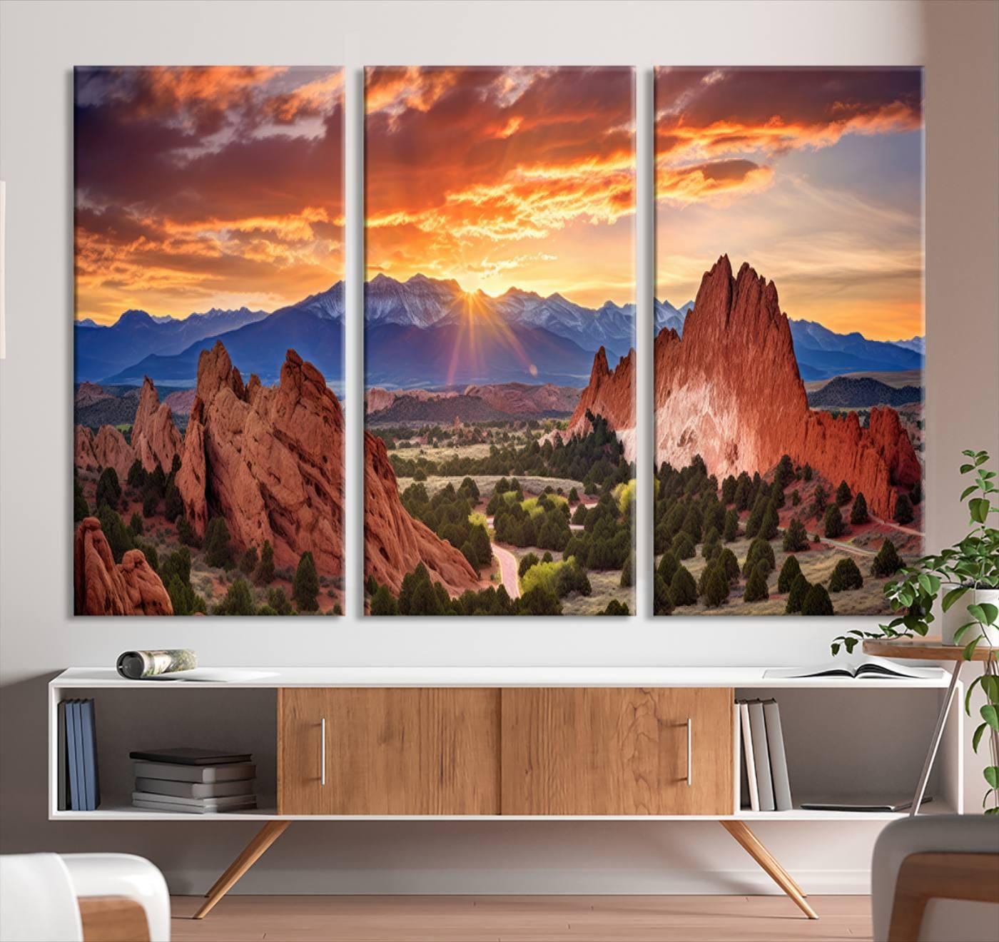 Colorado's Garden of the Gods Sunset Mountain Wall Art Canvas