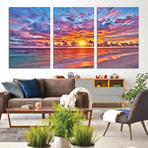 Ocean Wall Art, Beach Coastal Print, Sunset Wall Art, Nautical Landscape, Summer Wall Art, Large Wall Art, Seascape Painting, Beach Wall Art
