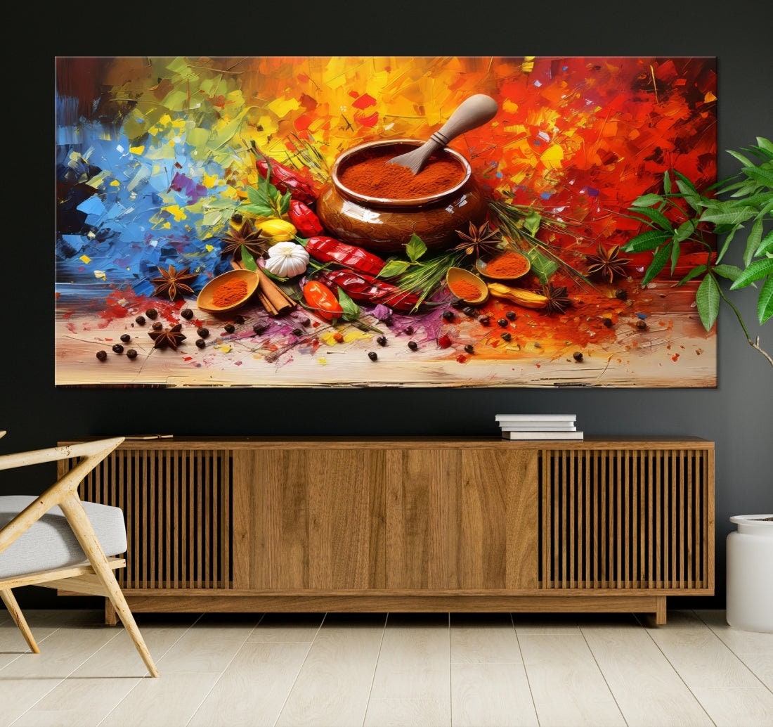 Aromatic Spices Wall Art　ビンテージ　アート Kitchen Wall Decor Colorful Spices Seasoning Spoon Canvas