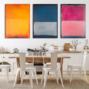 Mark Rothko Style Color Block Wall Art - Mark Rothko Inspired Purple, Blue, and Orange Canvas Art for Living Room, Modern Rothko Decor Print