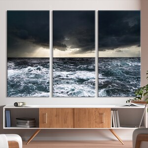 Dark Ocean Storm Wave Wall Art Canvas Print, Sea Ocean Wall Decor Print ...
