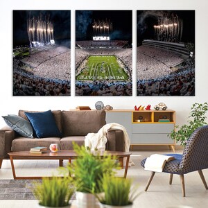 Penn State Football wall art Football gifts Ready to hang Canvas Stadium print Beaver Stadium White Out Penn State Night Game wall decor