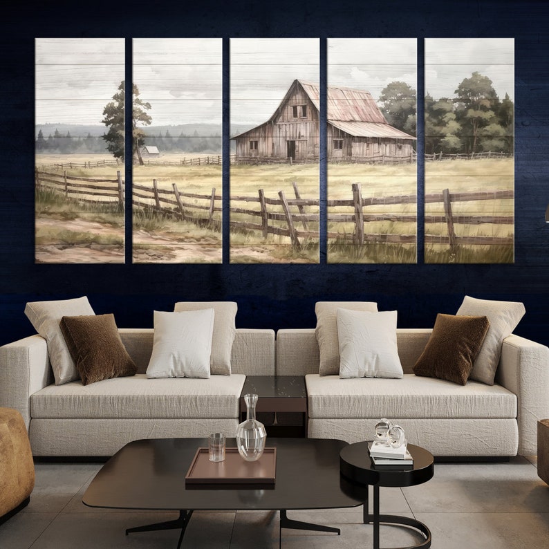 Rustic Farmhouse Barn Wall Art - 3 Panel Canvas Print - Vintage Country ...