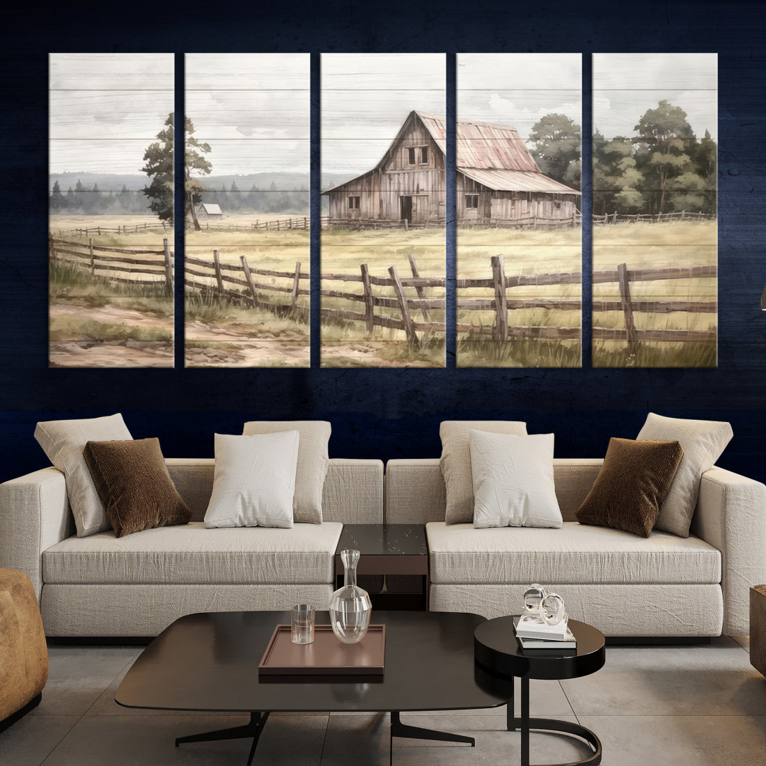 Rustic Farmhouse Barn Wall Art - 3 Panel Canvas Print - Vintage Country ...