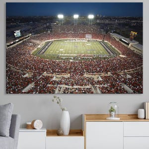 Jones AT&T Stadium Canvas Wall Art - Panoramic Night Football Game View, Texas Stadium Print, Perfect for Sports Fans, Ready to Hang Decor