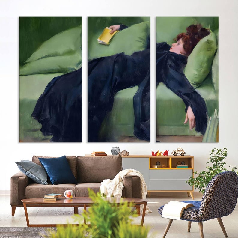 Ramon Casas 'decadent Young Woman' Framed Canvas Print, Bohemian Art - Etsy