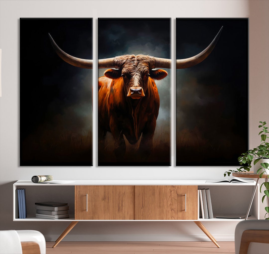 Texas Longhorn Canvas Wall Art Print Western Wall Art Longhorn Canvas