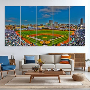 Stampa su tela dello stadio Wrigley Field dei Chicago Cubs - Stampa artistica da parete multipannello da baseball - Regali per gli amanti dello sport - MLB Wall Art