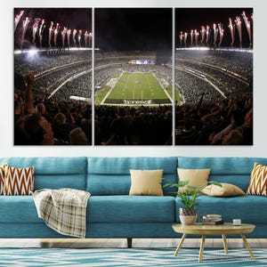 Philly Stadium Canvas Wall Art, Philadelphia Lincoln Financial Field Stadium Wall Art Framed Canvas Football Stadium Print
