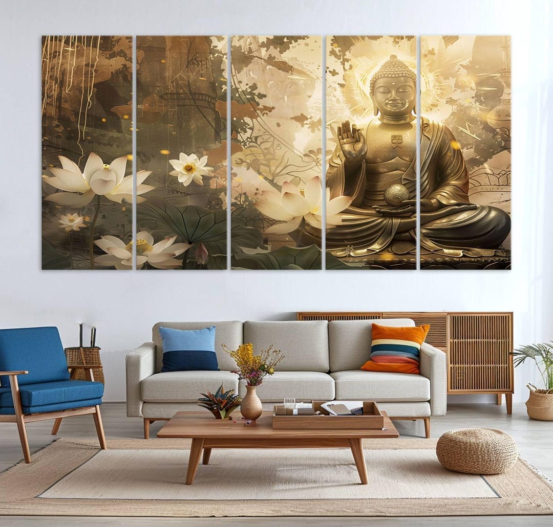 Buddha Multi Panel Canvas Wall Art - Meditation Zen Home Decor Yoga Zen ...