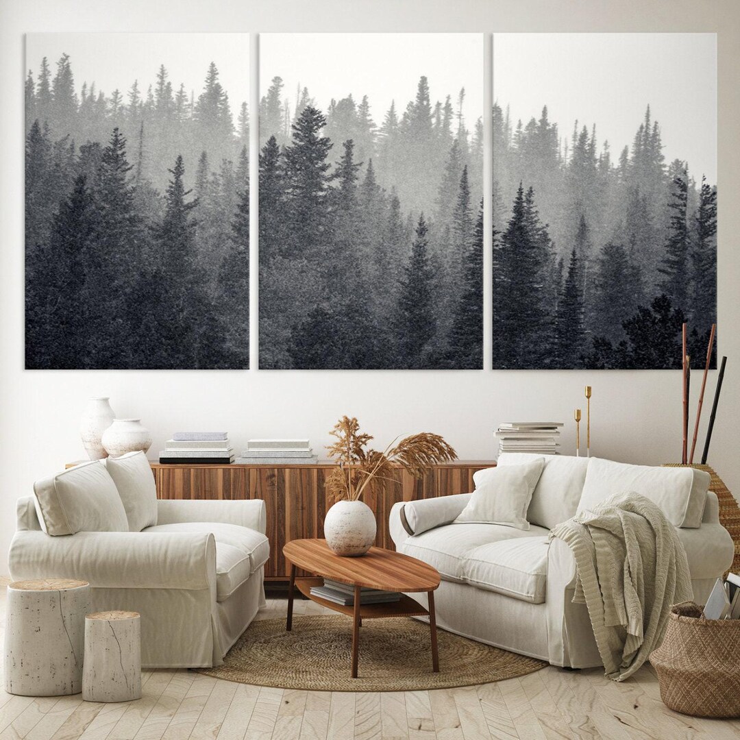 Mountain Wall Art Print - Misty Foggy Forest Canvas Print | Foggy ...