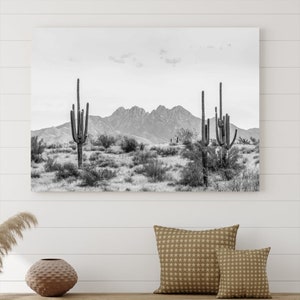 Black White Arizona Desert Canvas Wall Art Cactus Print Farmhouse Wall ...