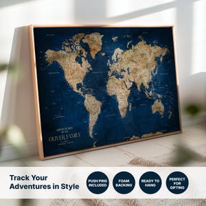 Art mural carte du monde, carte du monde personnalisée détaillée, carte de voyage avec punaises, toile tendue sur toile, décoration de bureau, affiche carte du monde, grande carte du monde