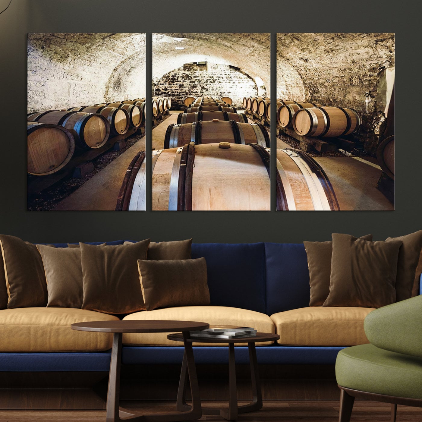 Sense Canvas Wine Cellar Barrels 3 Canvas Art - Home Decor Wall Art Print Poster Painting Large 40x30 / 0.75