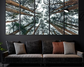 Tree Crowning Wall Art Canvas Print, Forest Trees Wall Art Canvas Print | Framed Forest Wall Decor for Living Room and Nature Lover Gift,