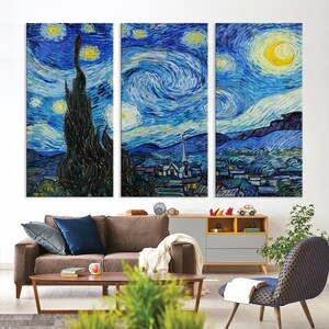 ヴィンセント・ヴァン・ゴッホの星月夜抽象ウォールアートキャンバスプリント