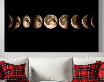 Moon Wall Art Canvas Print, Moon Phases Canvas Wall Art Print, Lunar Eclipse Canvas Art, Moon Lunar Eclipse Style Canvas, Space Canvas