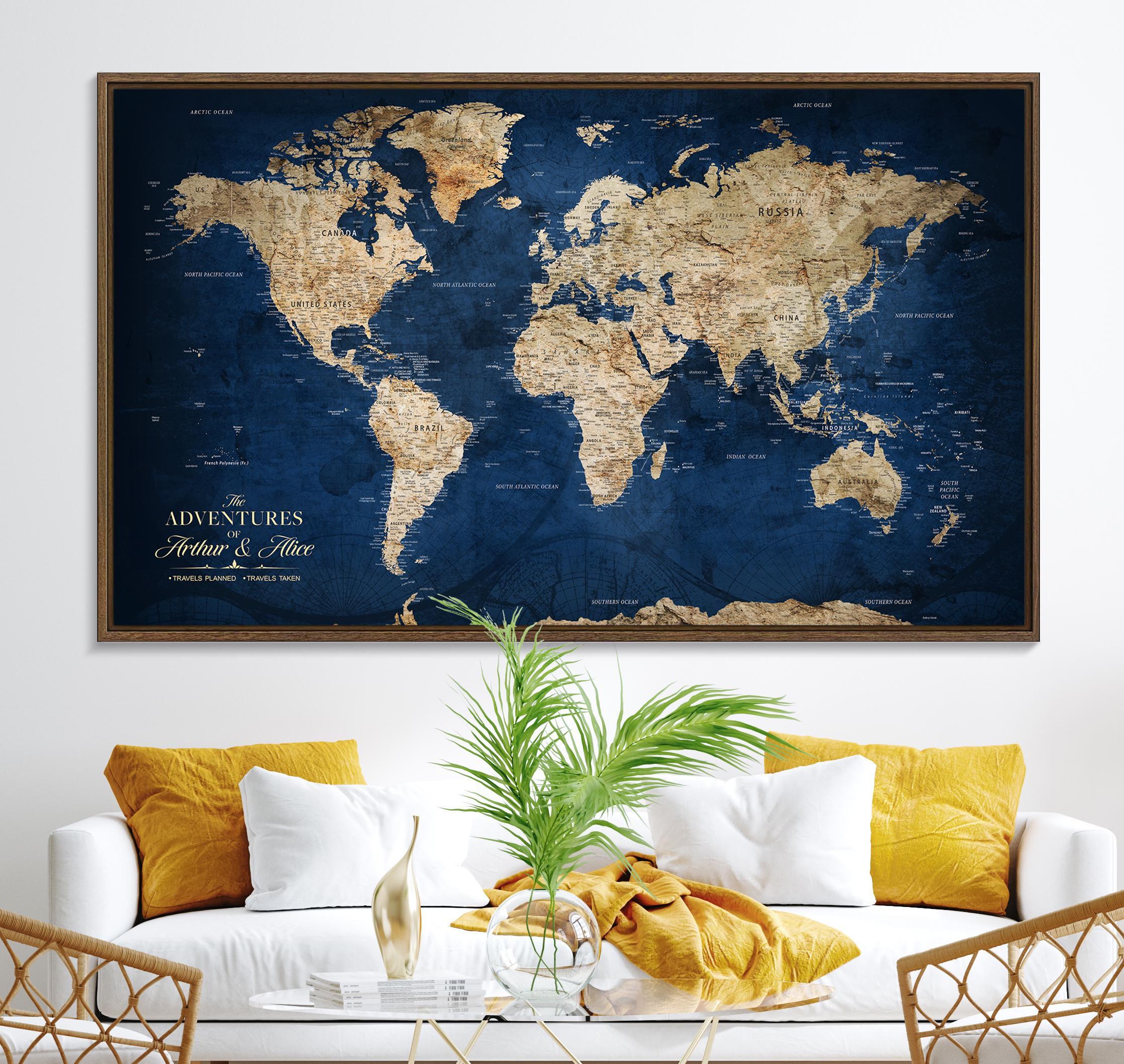 Custom World Map Canvas Print, Map of the World, Personalized World Map ...