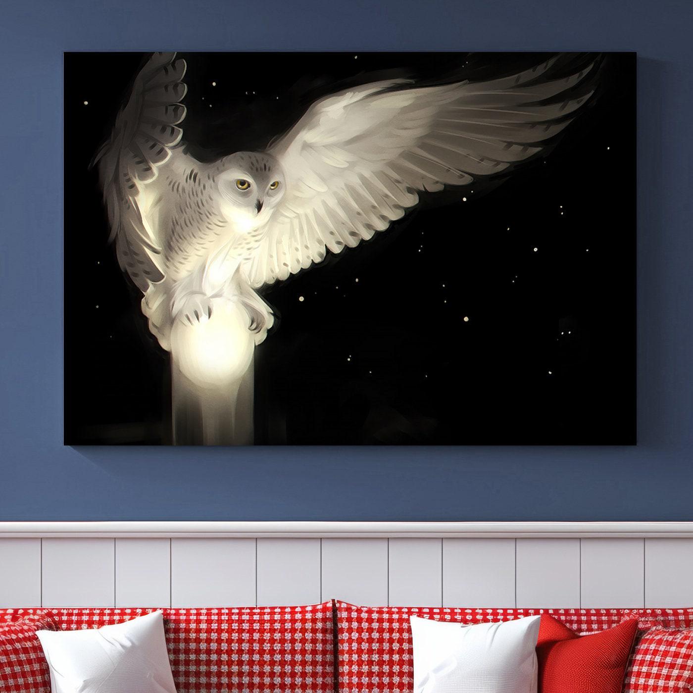 White Owl Wall Art Canvas Print - Etsy