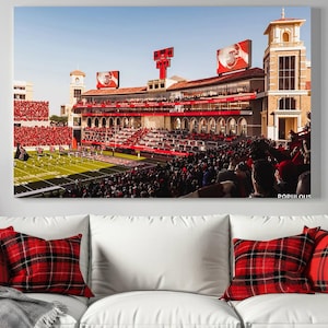 Jones AT&T Stadium Canvas Wall Art - Panoramic Night Football Game View, Texas Stadium Print, Perfect for Sports Fans, Ready to Hang Decor